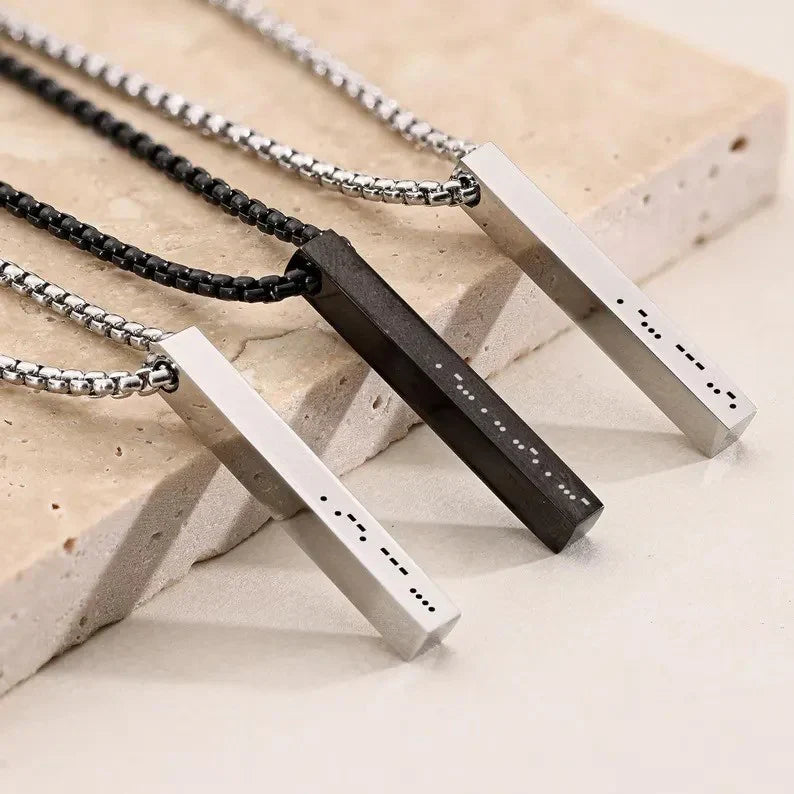 Custom Men's Morse Code Bar Pendant