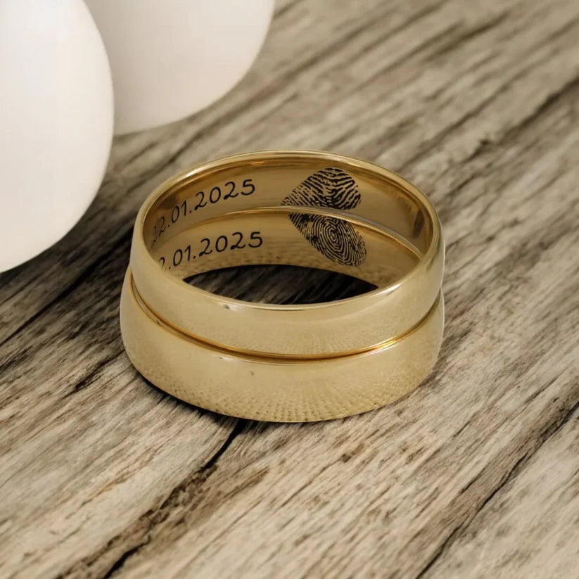 Custom Name and Fingerprint Couple Ring (pair)