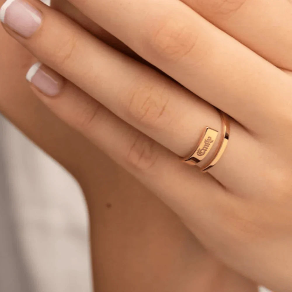 Custom Dainty Name Stacking Ring.