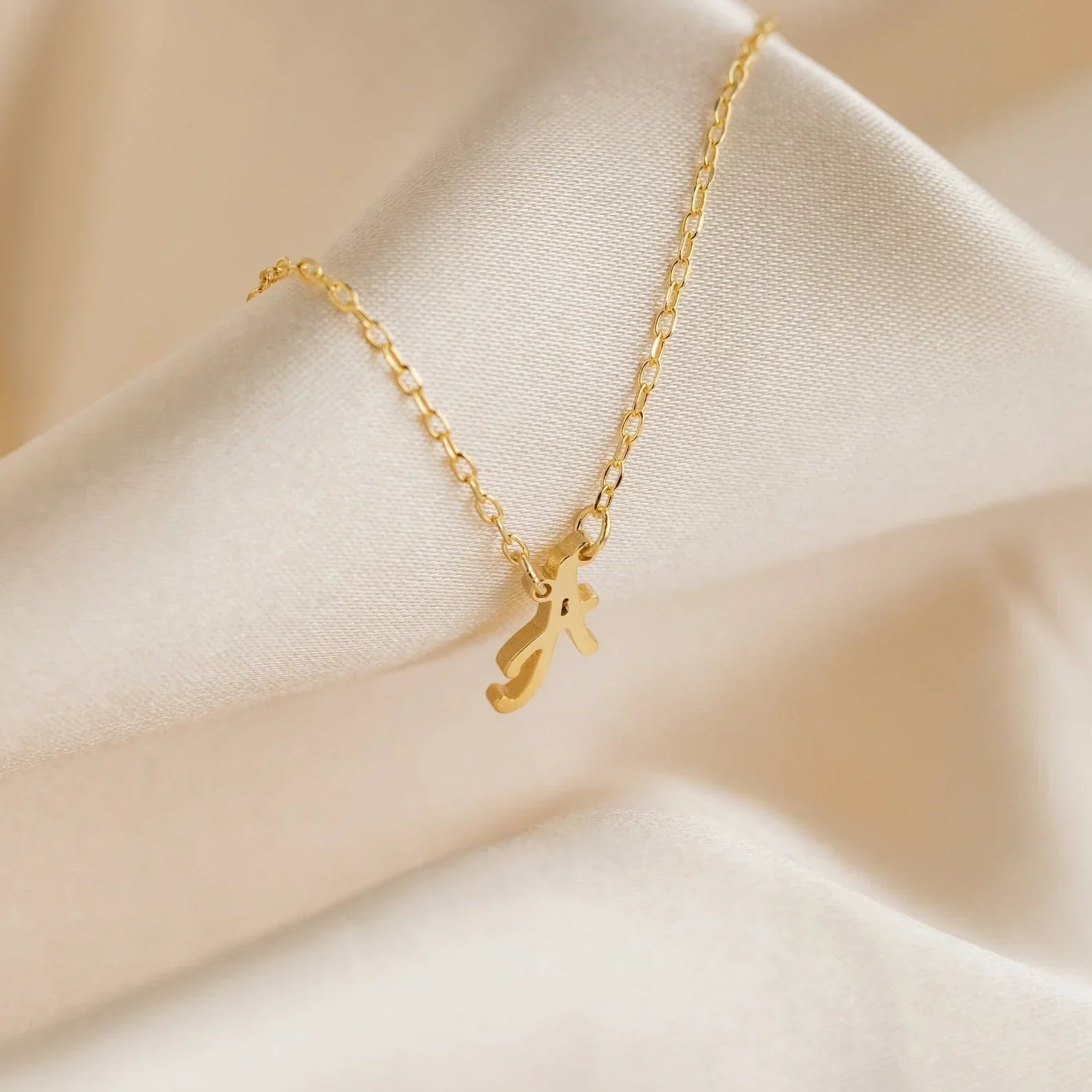 Close-up of the Eraya Jewel Initial Letter Pendant with the letter 'A,' highlighting the craftsmanship and the delicate details of the pendant.