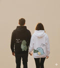 Cute Matching Couple Hoodies with Hugging Dinosaur Print – Romantic His & Hers hoodies