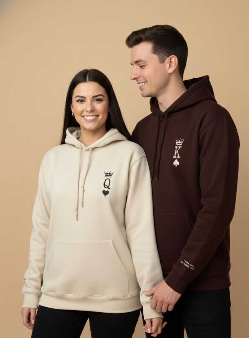 King & Queen Matching Couple Hoodies – Premium His & Hers Hoodie Set