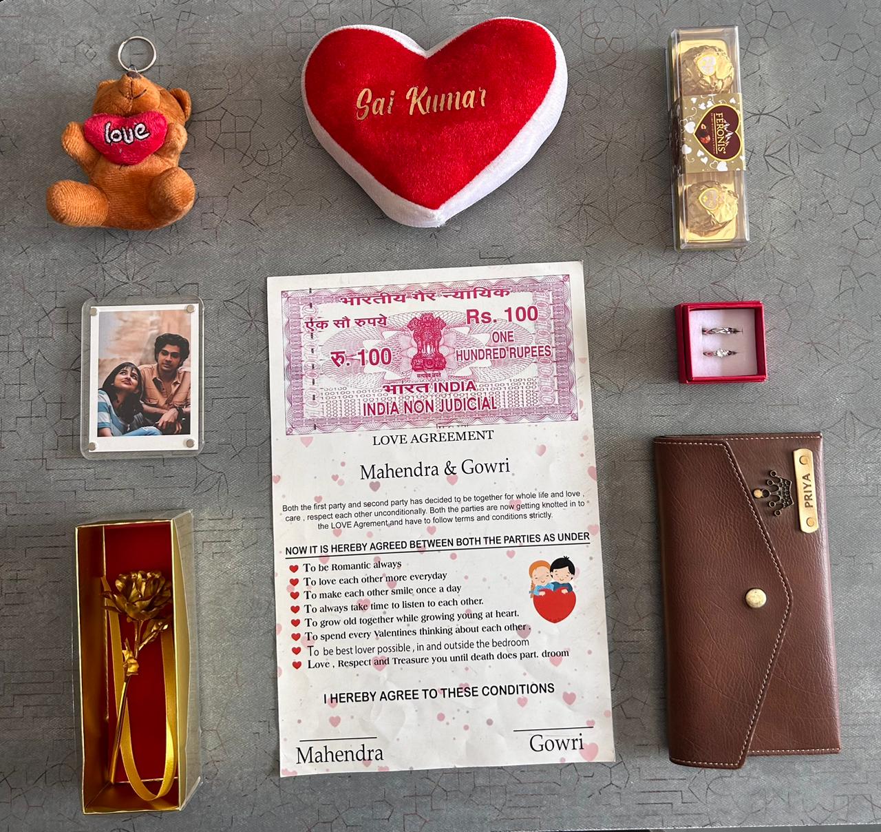 Romantic "Love Agreement" Gift Hamper with Personalized Accessories