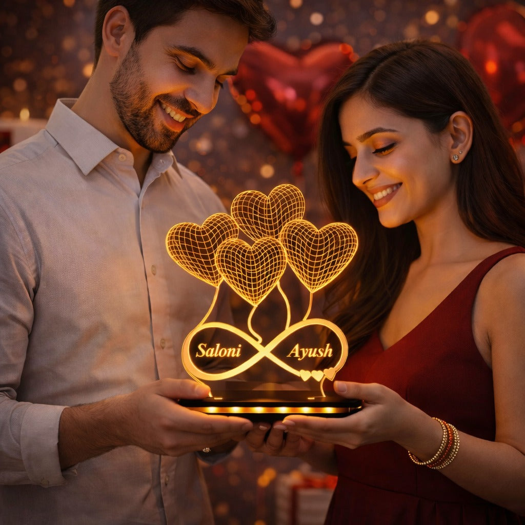 Customised 4-Heart Illusion Lamp