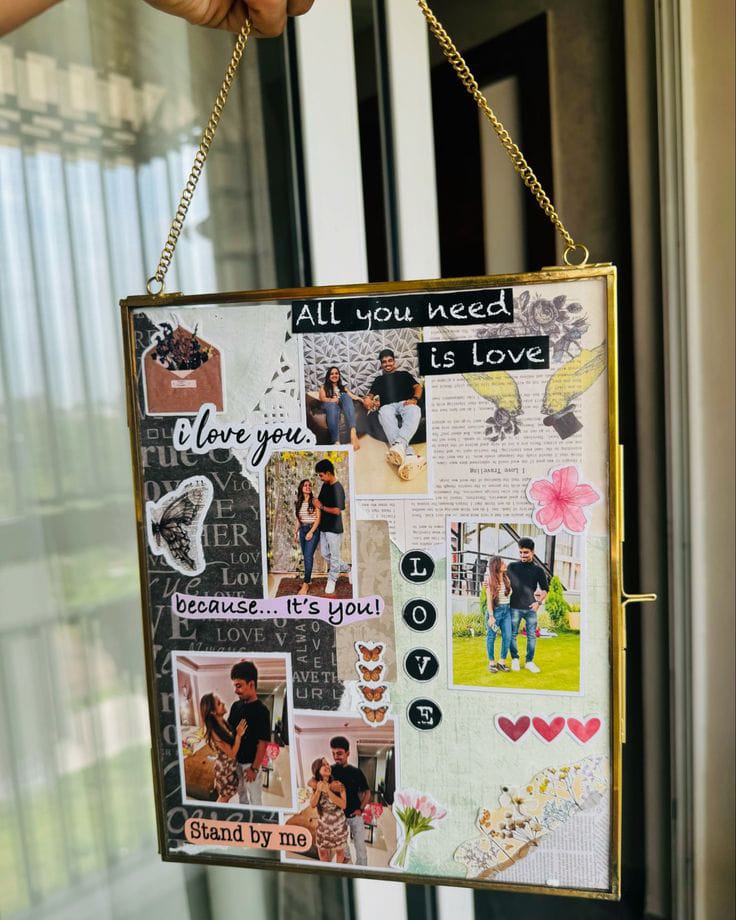 Vintage-Style Floating Frame Collage (12*12) for Couples