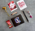 Custom Gift Combo for Him: Photo Print Leather Wallet, Engraved Pen & Bracelet