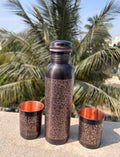 Antique  Meenakari  Copper Water Bottle Set with 2 Glasses
