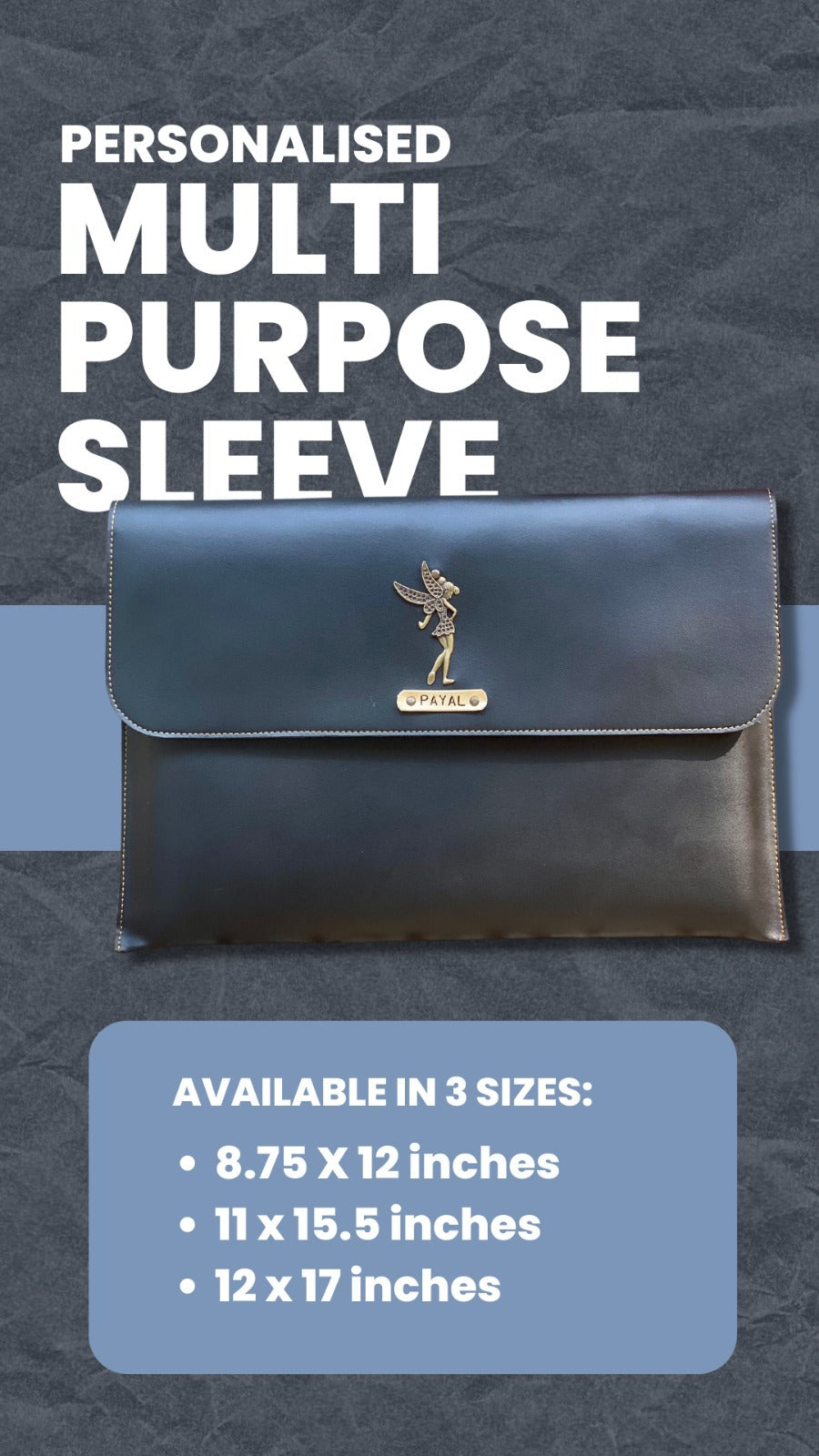 Personalised Multipurpose Sleeve with Name Tag & Charm | Custom Organizer Sleeve