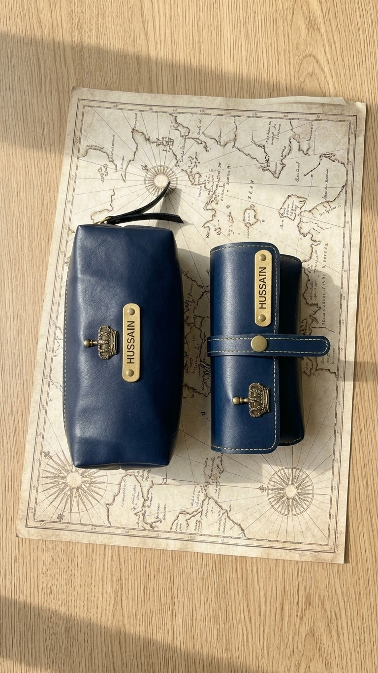 Personalised Unisex Combo for Him | Eyewear Case + Small Pouch with Name & Charm