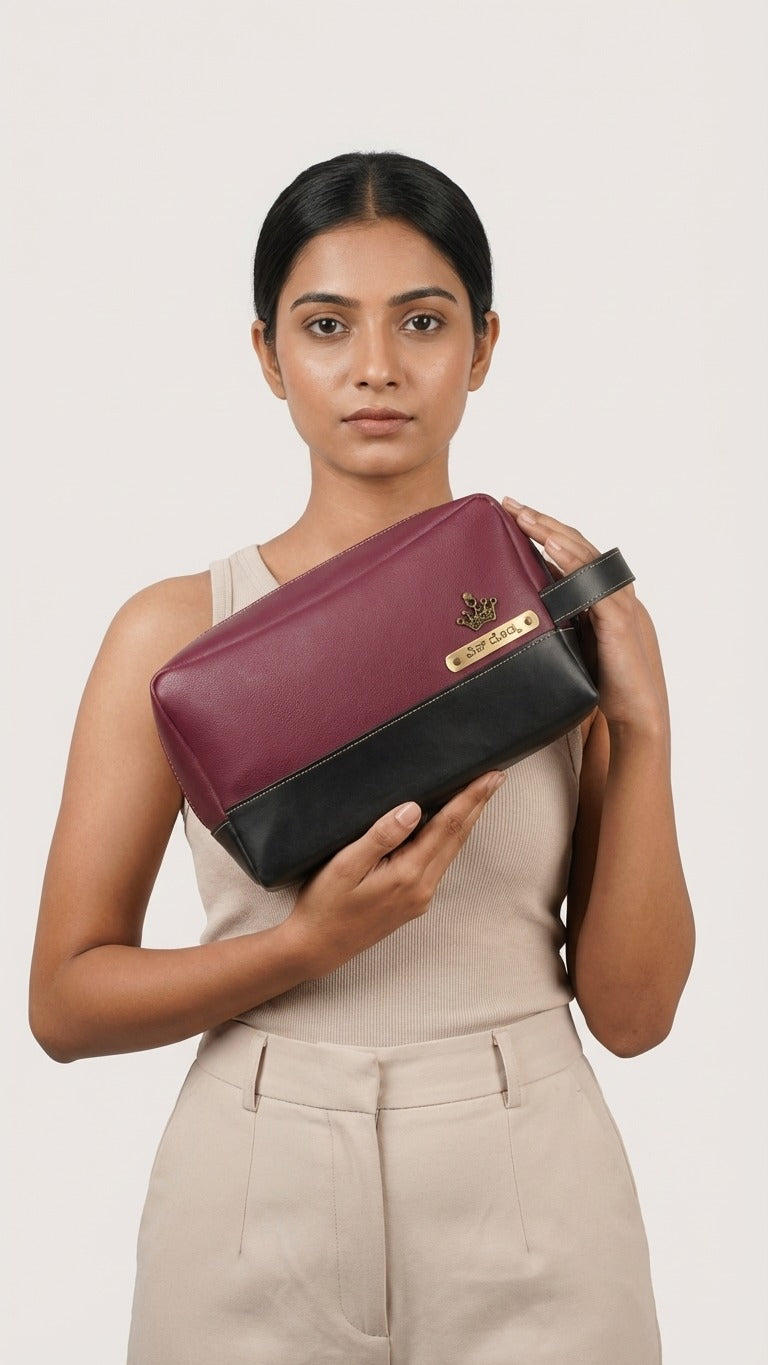 Personalised Unisex Travel Pouch with Name Tag & Charm | Custom Organizer Pouch
