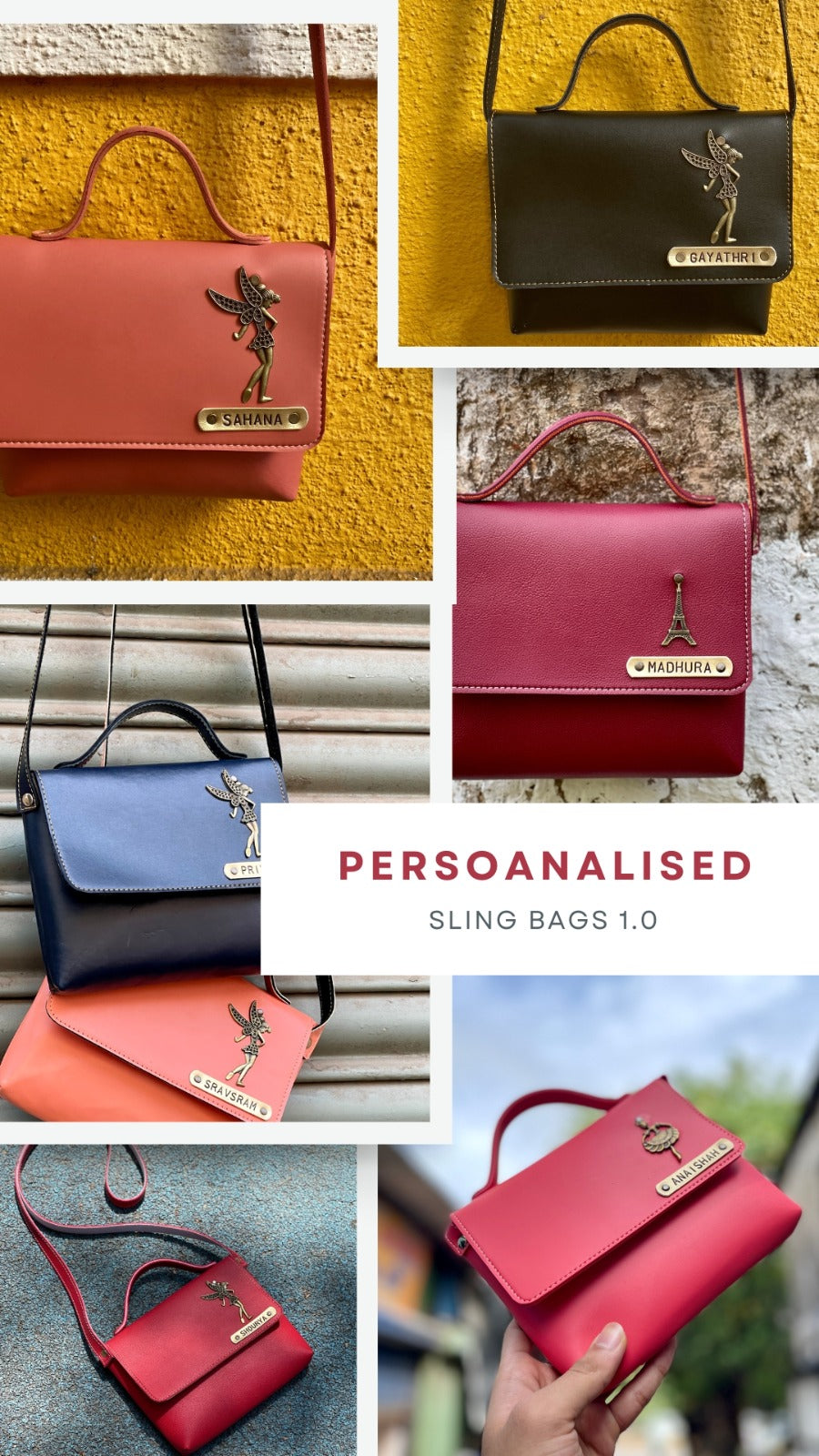 Personalised Sling Bag 1.0 with Name Tag & Charm | Unisex Crossbody Everyday Bag