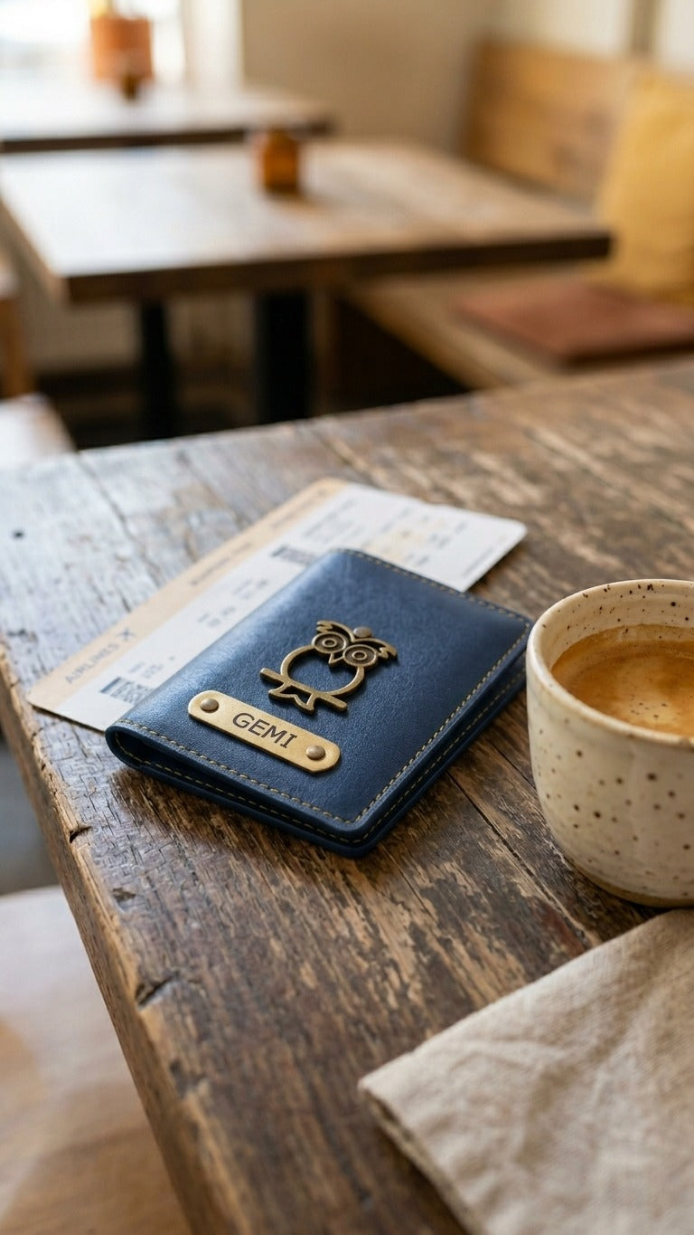 Personalised Unisex Sleek Wallet with Name Tag & Charm | Minimal Slim Wallet