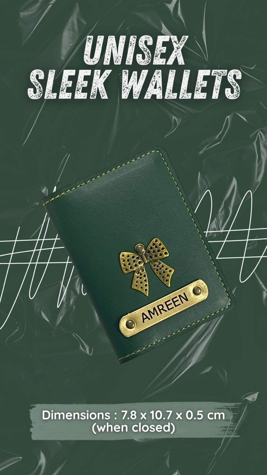 Personalised Unisex Sleek Wallet with Name Tag & Charm | Minimal Slim Wallet