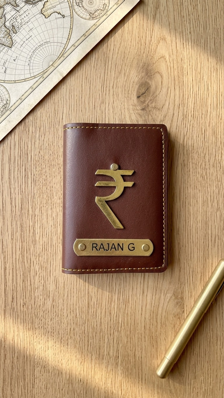 Personalised Unisex Sleek Wallet with Name Tag & Charm | Minimal Slim Wallet