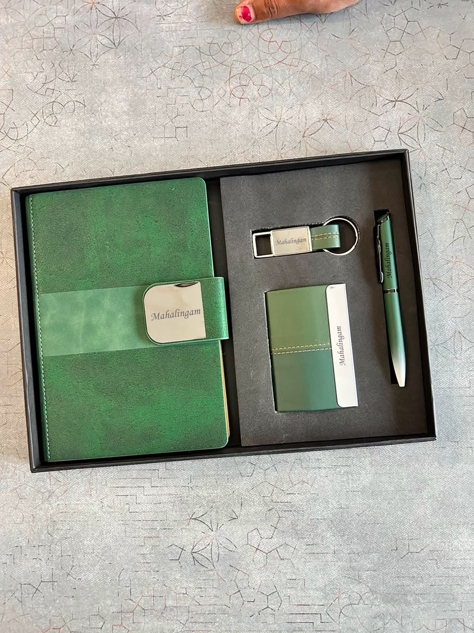 4 in 1 Ivory Gift Set with Name Customization | Premium Diary, Pen, Keychain & Card Holder Gift Box