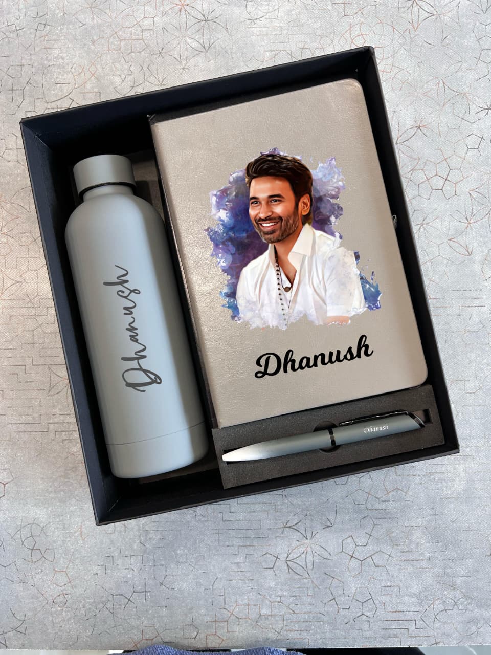 Father's Day Phantom Gift Set | Personalized Flask, Photo Diary & Pen Gift Box