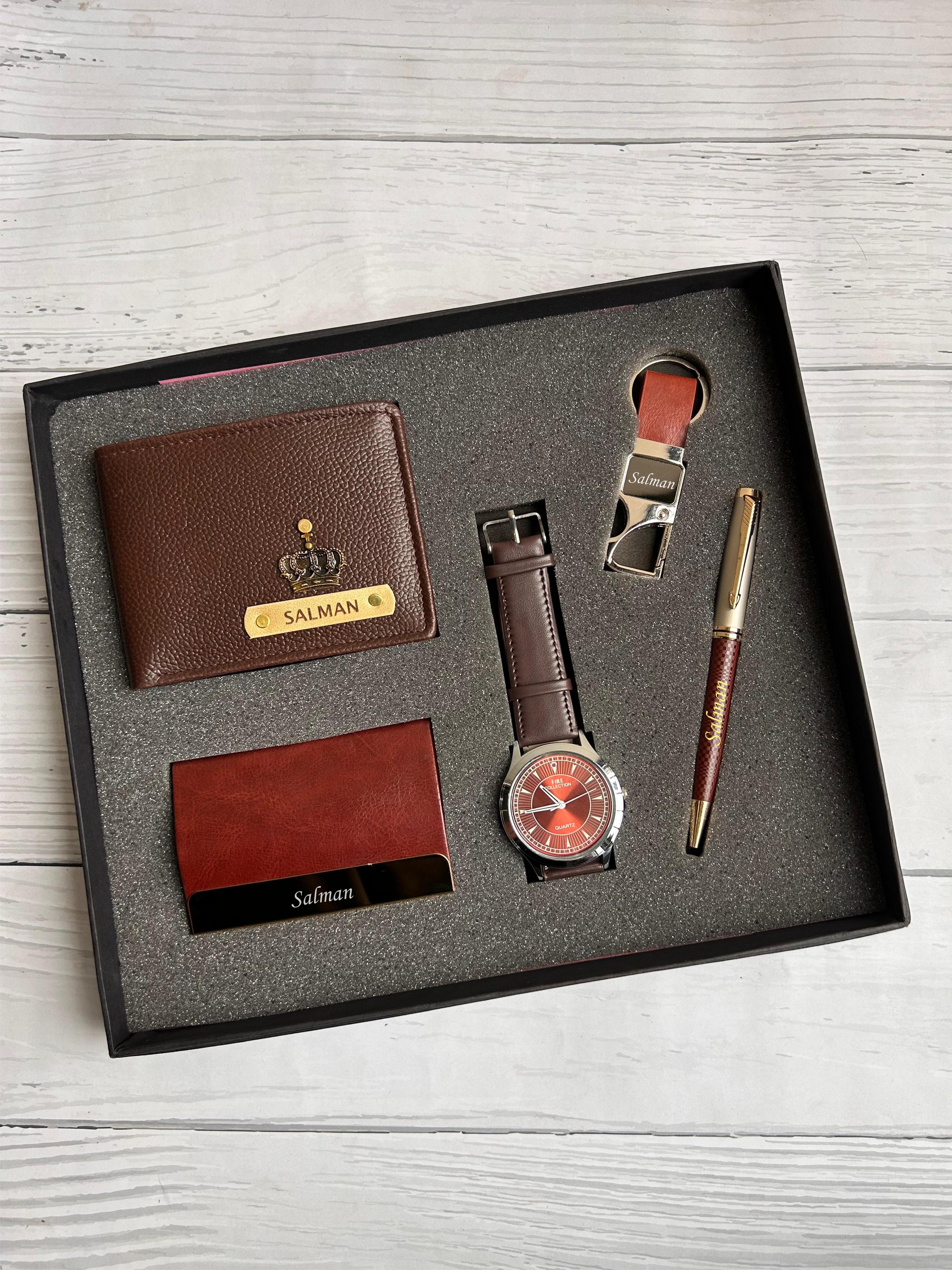 Father's Day Timex Gift Set | Personalized Wallet, Watch, Card Holder, Pen & Keychain Gift Box