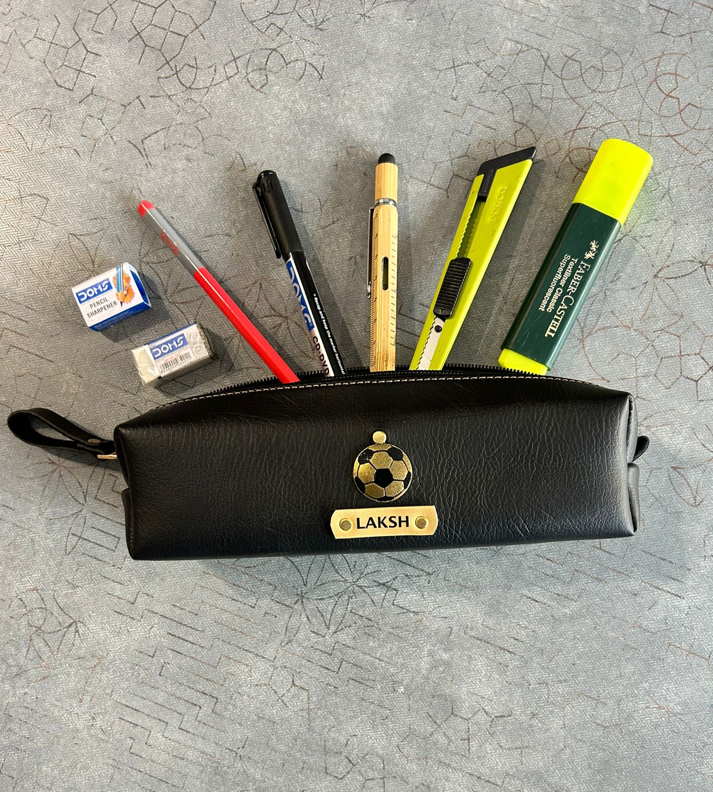 Personalized NEXON Sleek Pouch with Name Tag & Charm | Premium PU Leather School Pouch