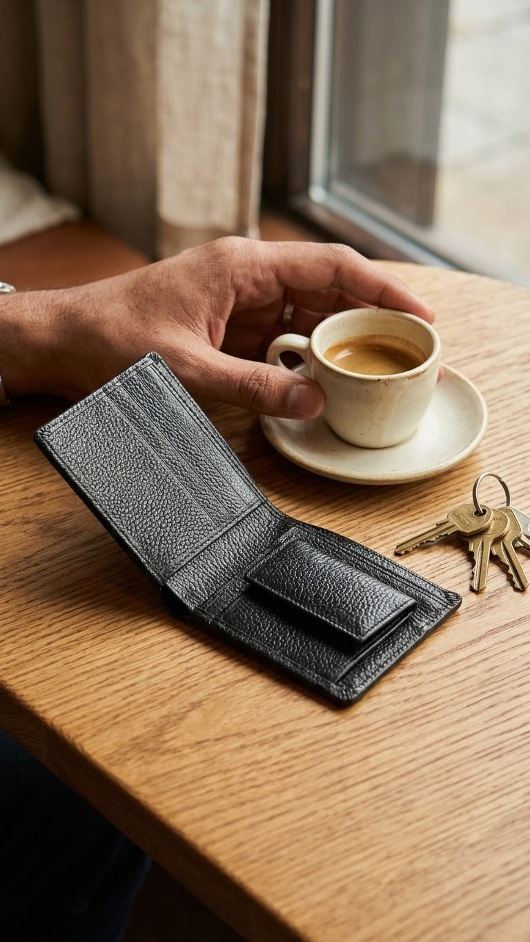 Personalized Leather Men's Wallet with Name Tag & Charm | Premium Custom Wallet