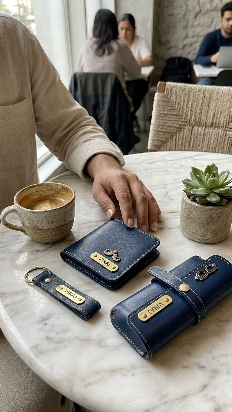 Personalized Combo for Him – Wallet, Keychain & Eyewear Case Gift Set