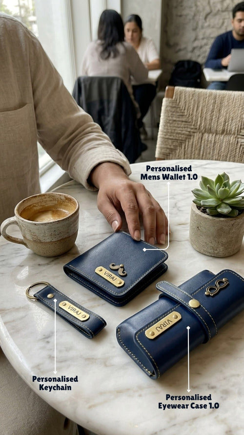Personalized Combo for Him – Wallet, Keychain & Eyewear Case Gift Set