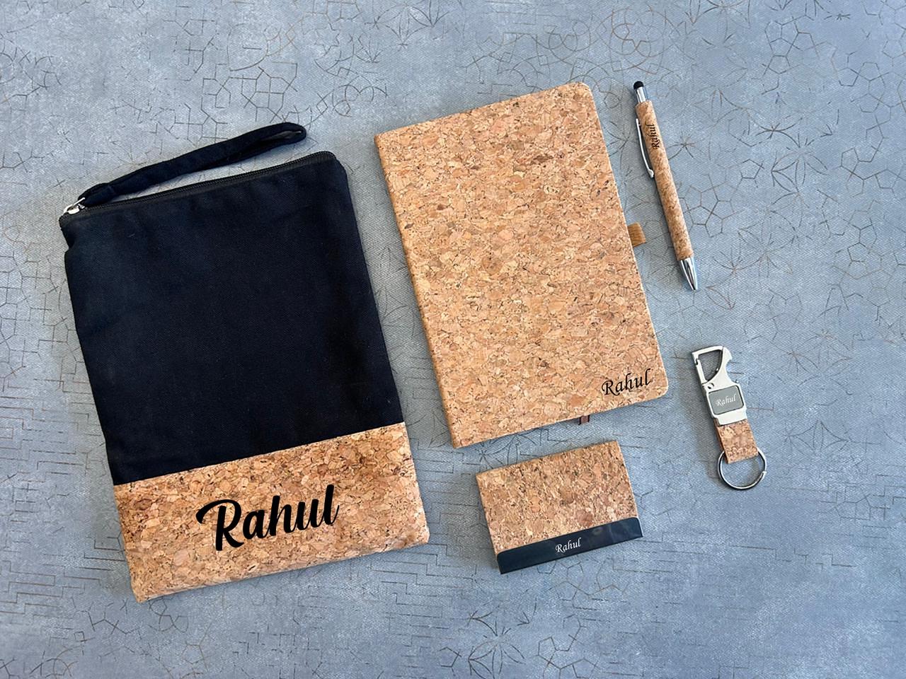 Personalized Cork 5 in 1 Gift Set for Men & Women | Custom Name & Logo Gift Hamper