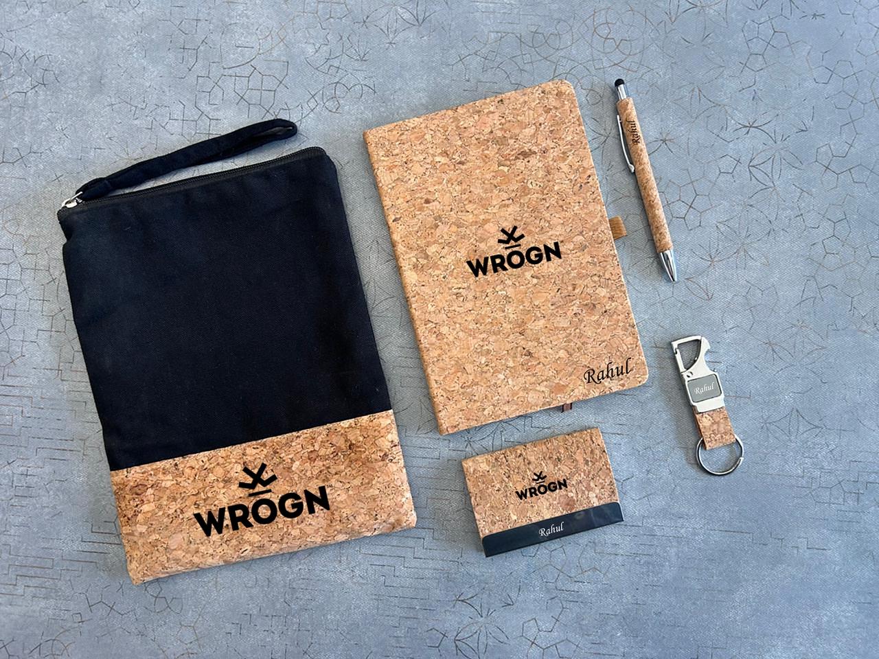 Personalized Cork 5 in 1 Gift Set for Men & Women | Custom Name & Logo Gift Hamper