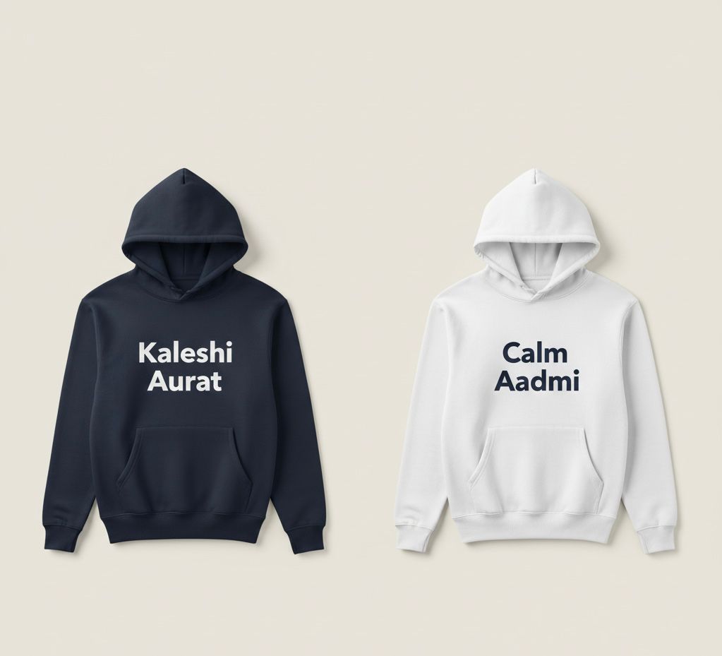 Kaleshi Aurat Calm Aadmi Hoodies – Funny Matching Couple Hoodies for Him & Her