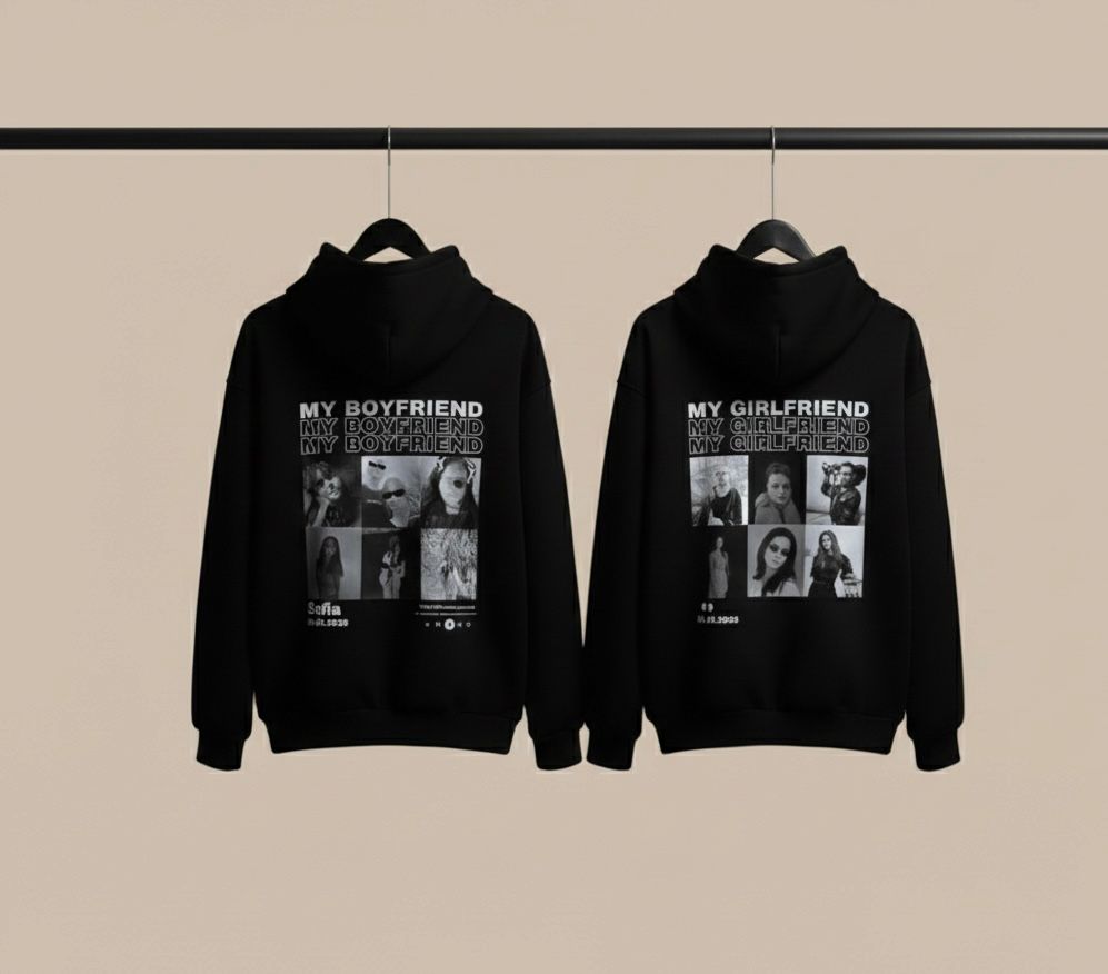Personalized Matching Couple Hoodies with My Boyfriend / My Girlfriend name& Photo Hoodie – Unisex