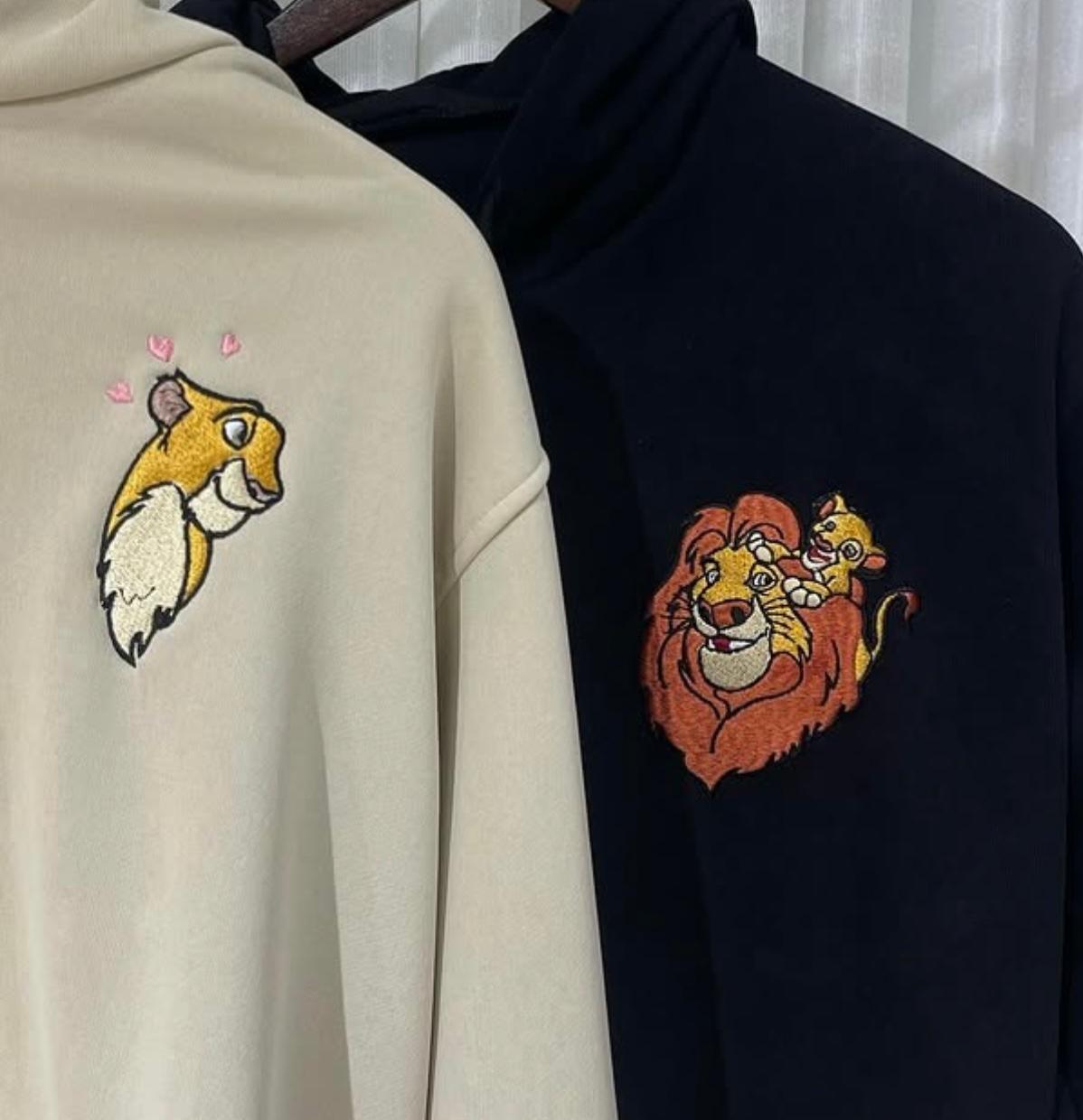 Lion & Lioness Matching Couple Hoodies – Strength, Love & Loyalty Cute Animal Embroidery hoodies