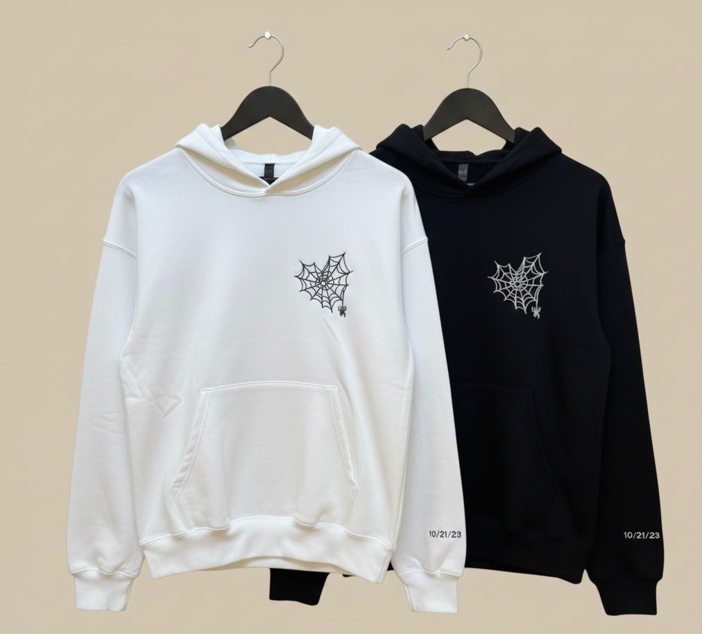 Matching Couple Hoodies with Spider Web Design – His & Hers Unisex hoodies