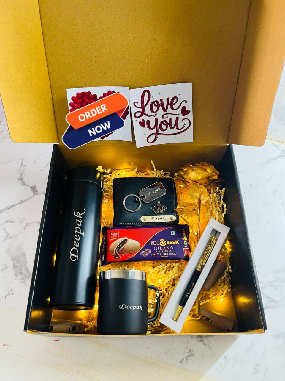 Customized Men’s Premium Gift Combo Set with Name Engraving – Black  Theme