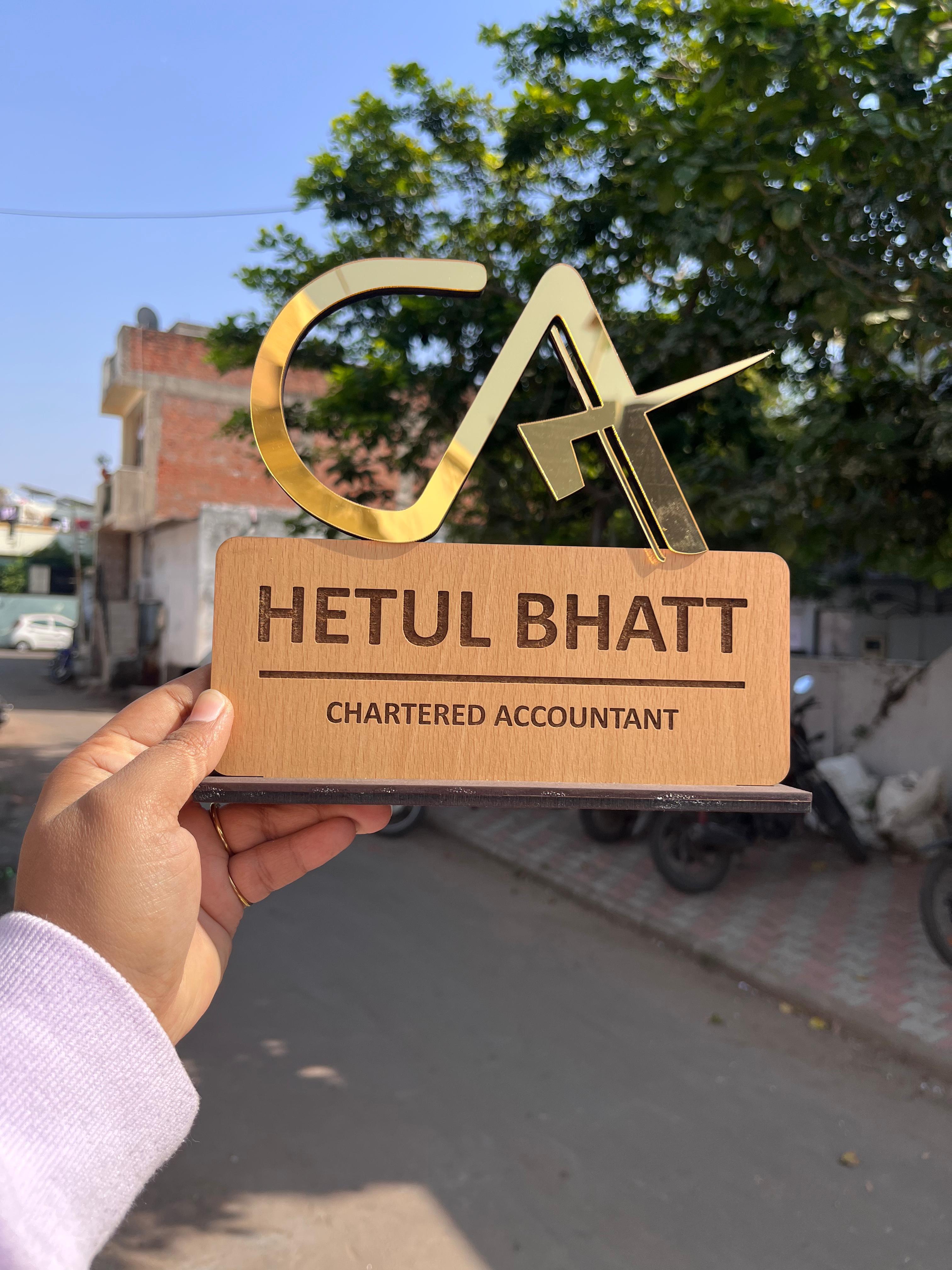 Personalised  Wooden Desk Plate with name & any profession