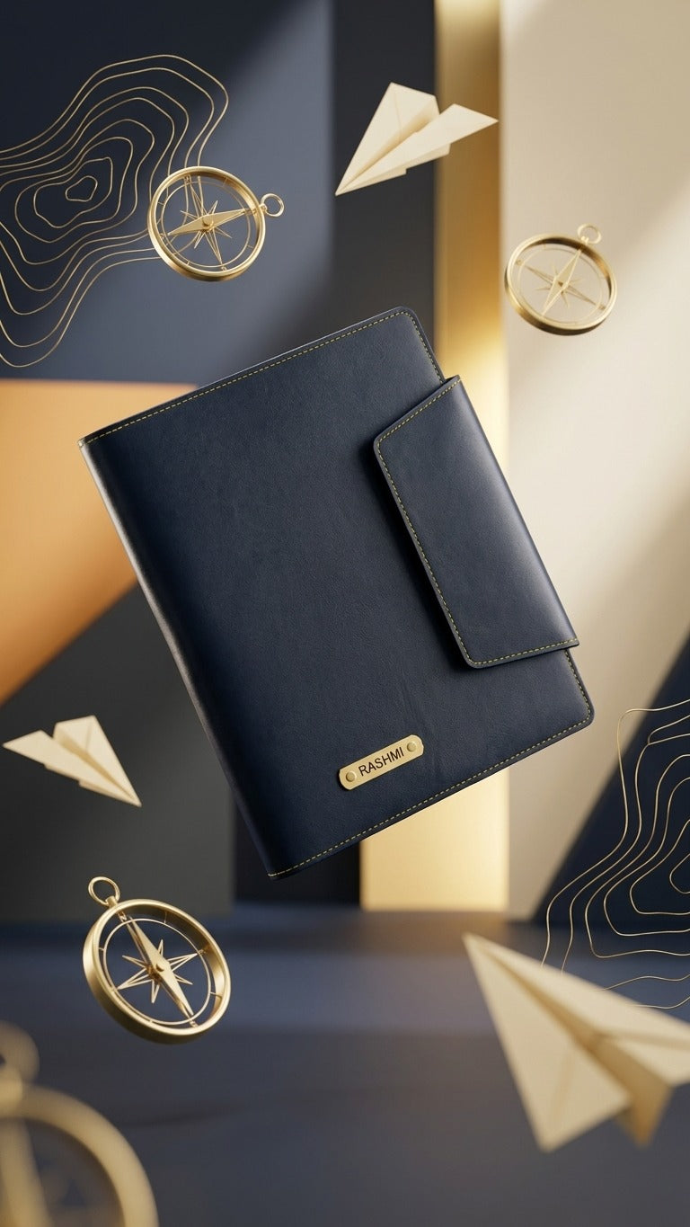 Personalised Executive Folder with Name Tag & Charm | Premium Document Organizer