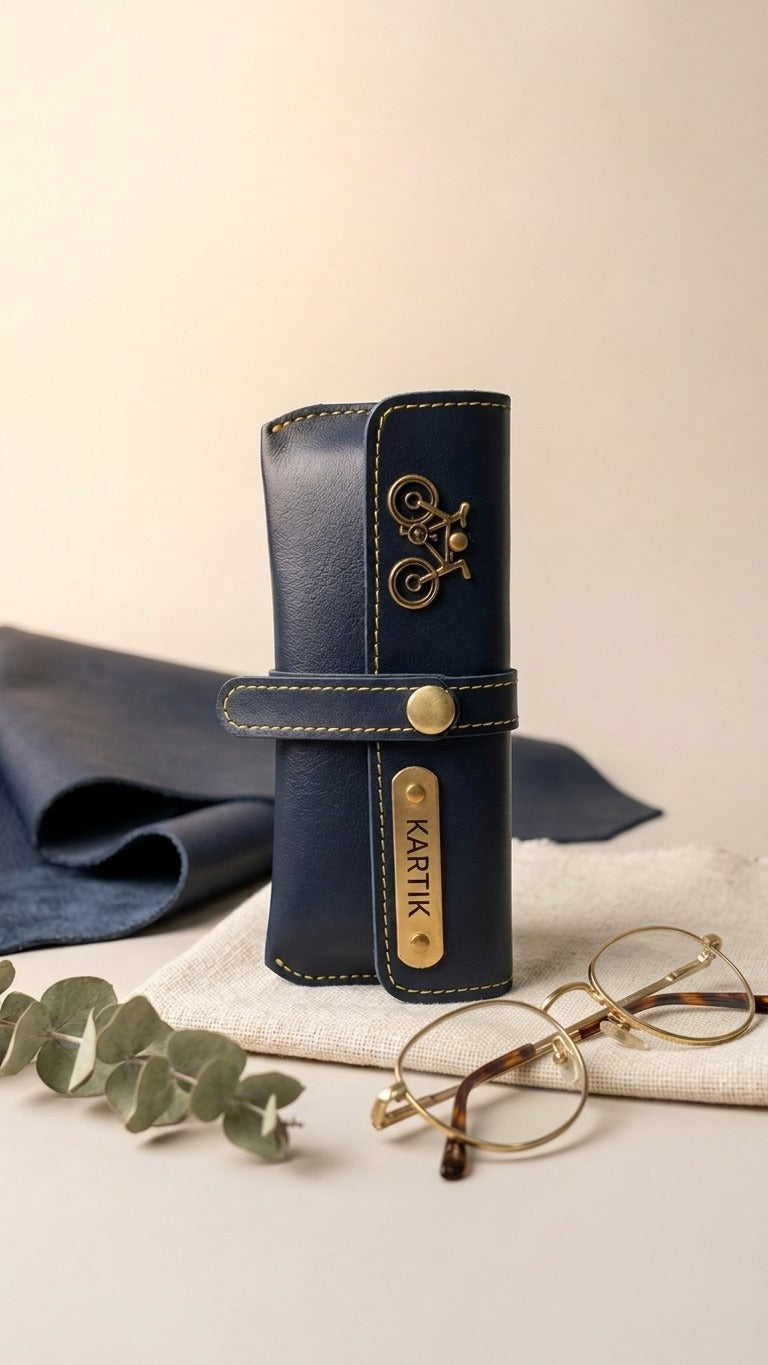 Personalised Unisex Combo for Him | Eyewear Case + Small Pouch with Name & Charm