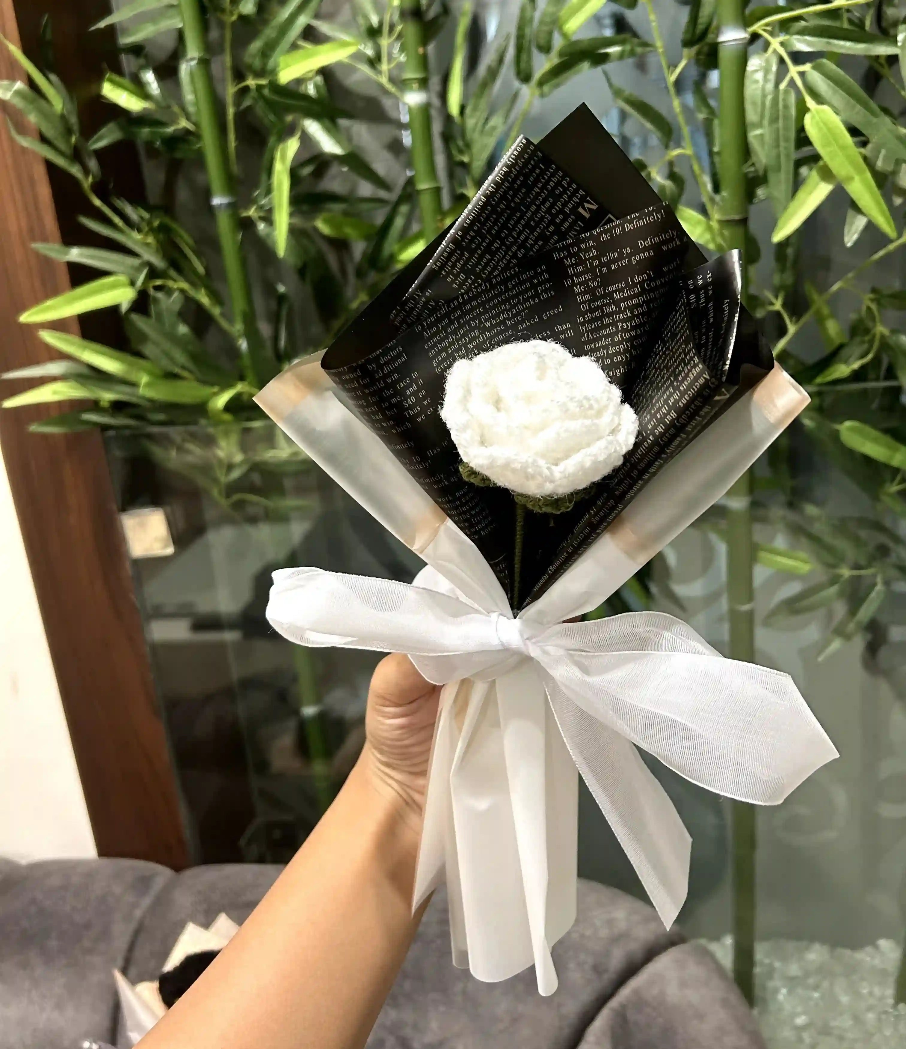 Crochet Single Rose Bouquet
