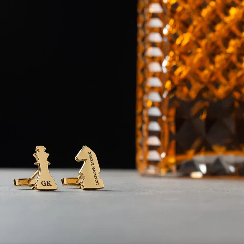 Custom Two-Letter Chess Cufflinks