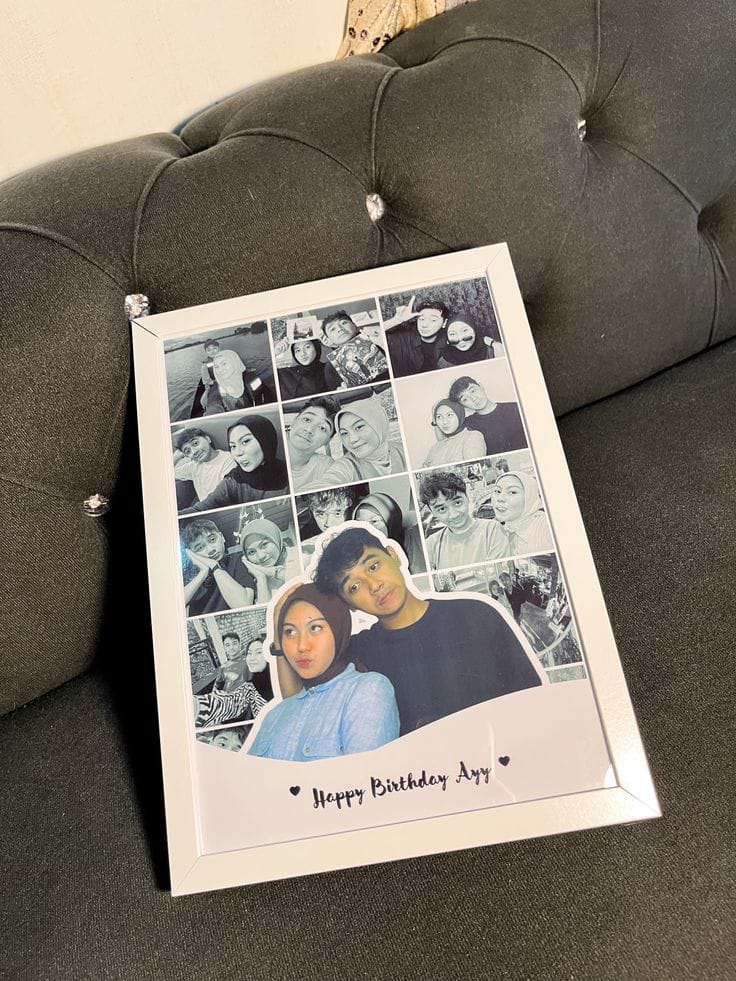 Custom Photo Collage  Frame(5*7) - Personalized Birthday Gift for Couple - 12 Photo Grid Picture Frame