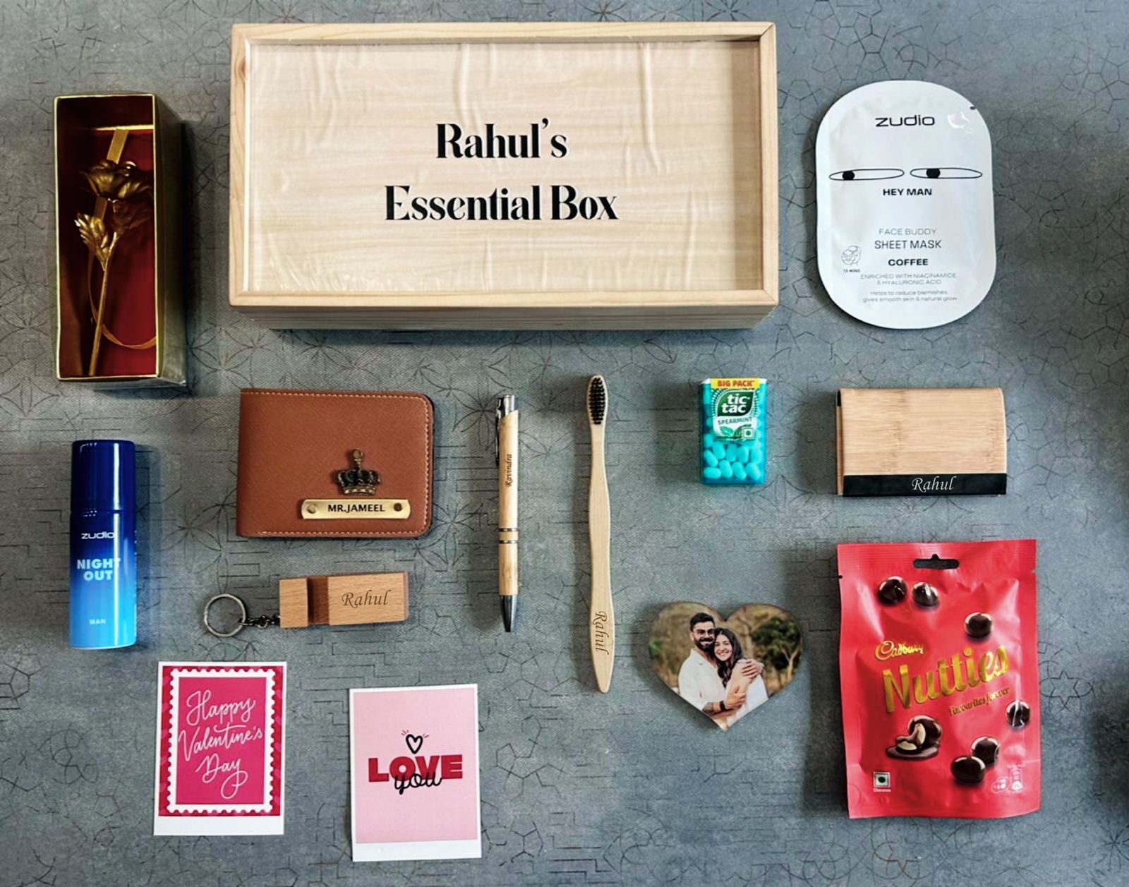 Bespoke Men's Lifestyle Wooden Gift Box - Personalized Stationery & Grooming Kit