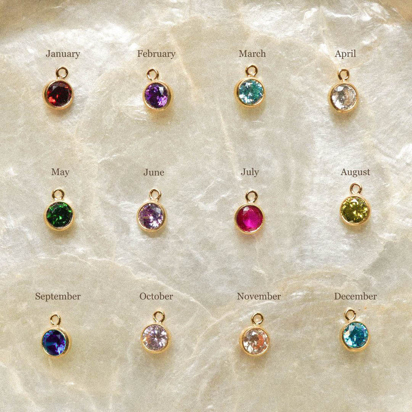 Golden Initial name Necklace with Birthstone