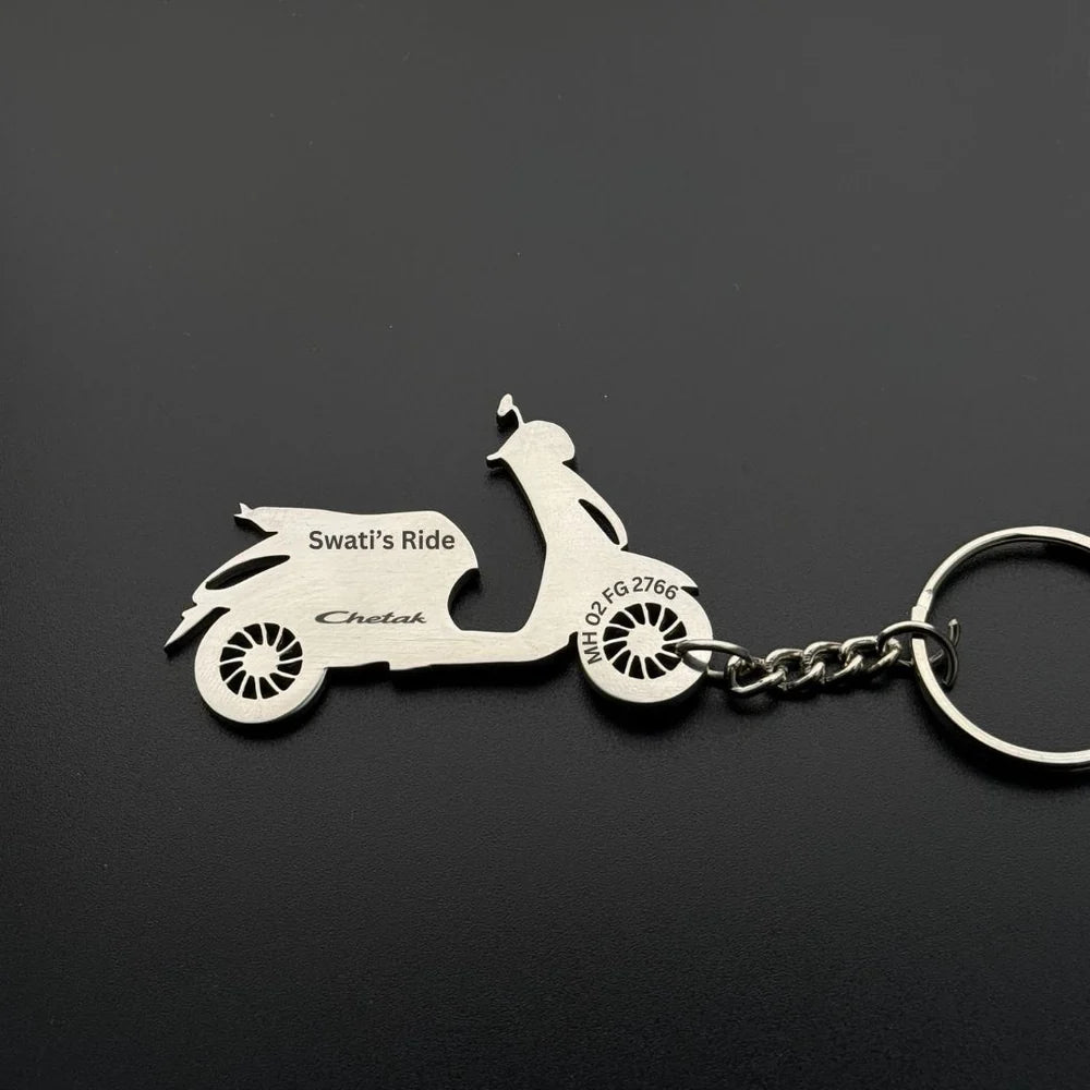 Personalised Bajaj Chetak Electric Bike Keychain - Eco Gift