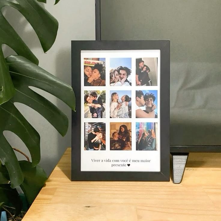 Custom 9-Photo CollageA4 Size Frame with Personalized Portuguese Quote – Romantic Anniversary Gift