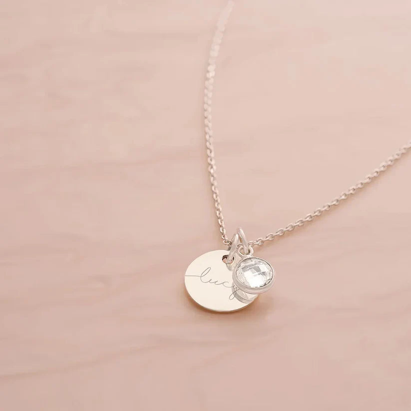 Personalized Name Birthstone Pendant