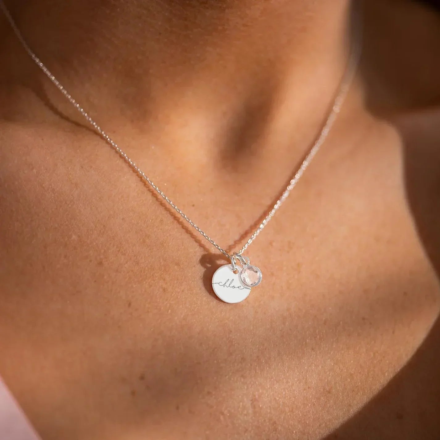 Personalized Name Birthstone Pendant