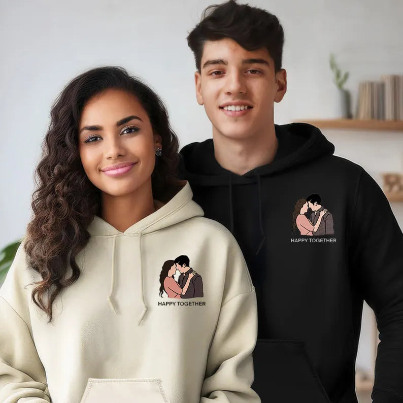 Custom Portrait Hoodie for Couples