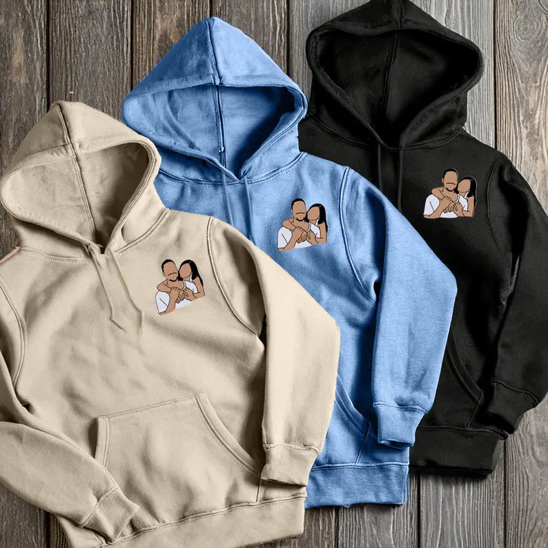 Custom Portrait Hoodie for Couples