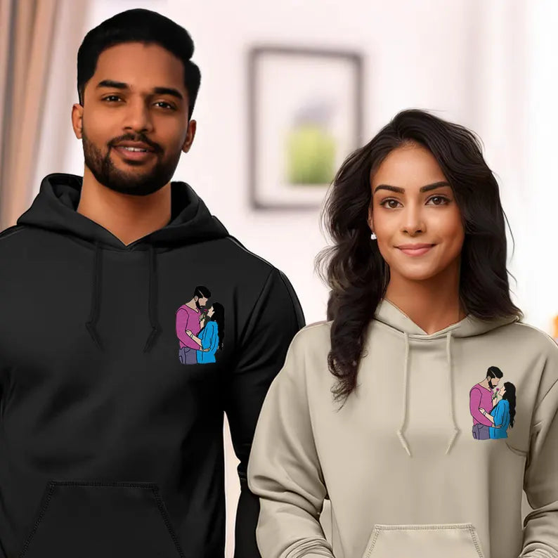 Custom Portrait Hoodie for Couples