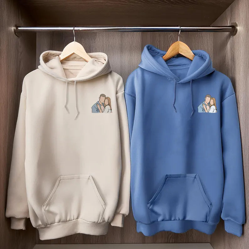 Custom Portrait Hoodie for Couples