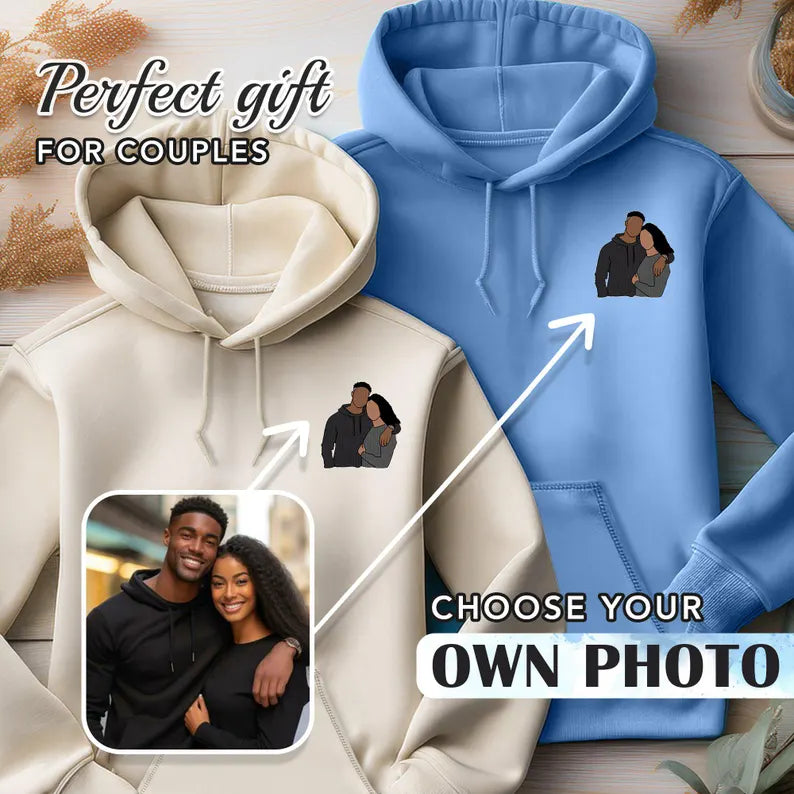 Custom Portrait Hoodie for Couples