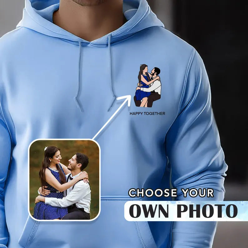 Custom Portrait Hoodie for Couples